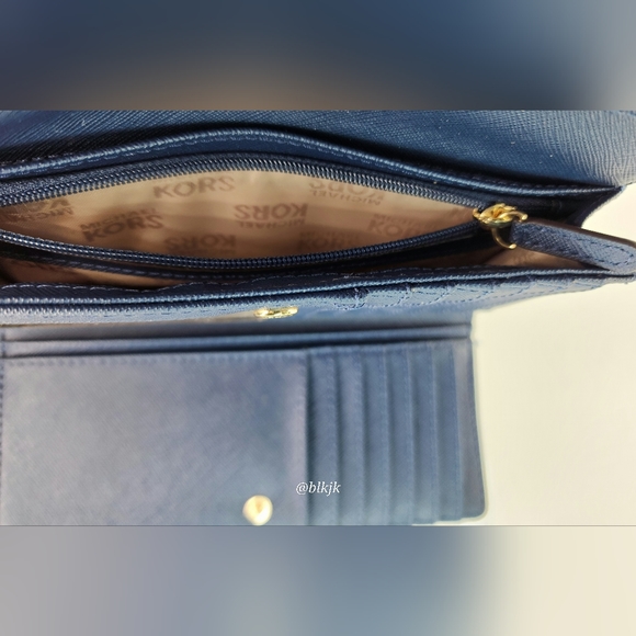 Michael Kors Karson Large Leather Satchel And Wallet Set *Denim/Navy* EUC - Picture 17 of 17